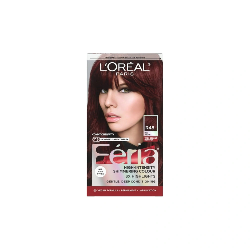 L'Oreal Paris Feria High Intensity Shimmering Color Power Red - R48 Intense Deep (Pack of 12)