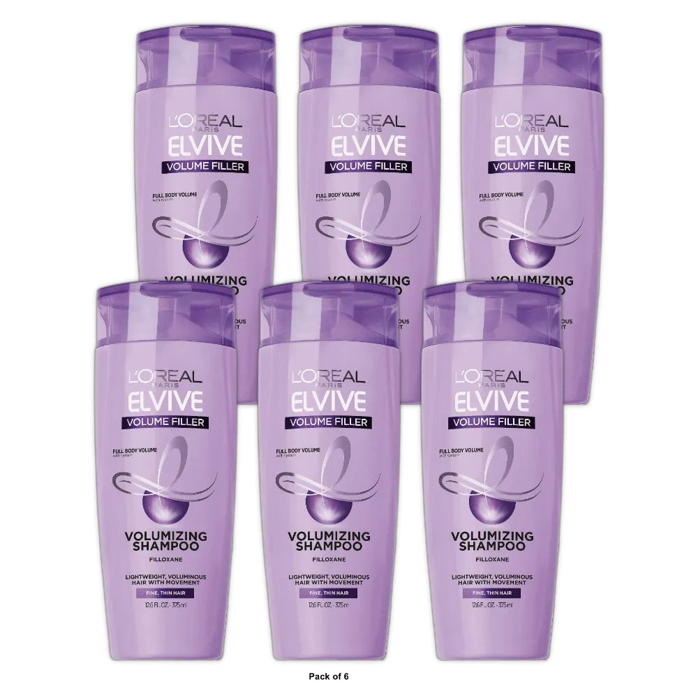 L Oreal Paris Elvive Volume Filler Thickening Volumizing Shampoo 12.5 fl oz (Pack of 6)