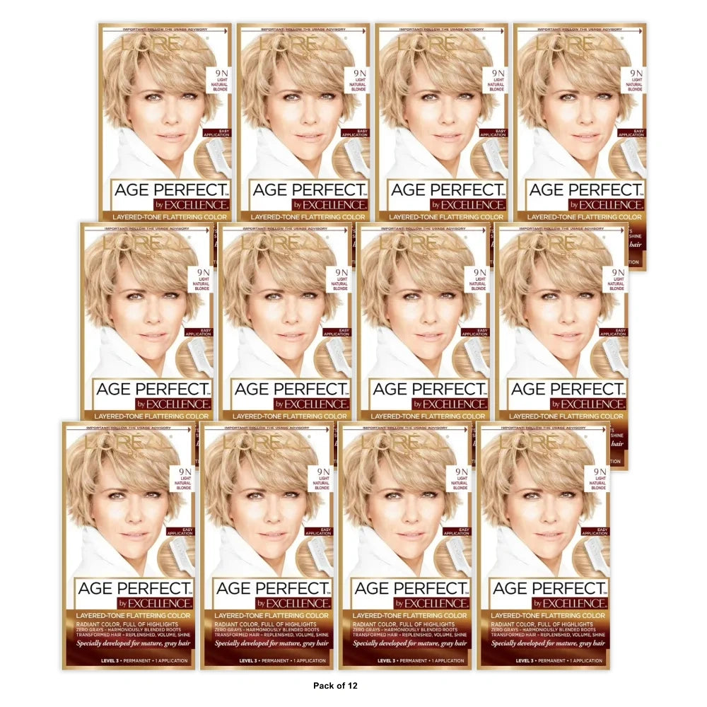 L Oreal Paris Age Perfect Permanent Hair Color 9N Light Natural Blonde (Pack of 12)