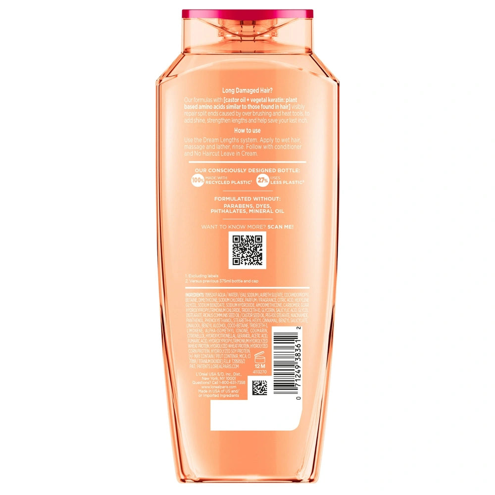 L Oreal Paris Elvive Dream Lengths Damaged Hair Repairing Shampoo Squeeze 12.5 fl oz (Pack of 6)