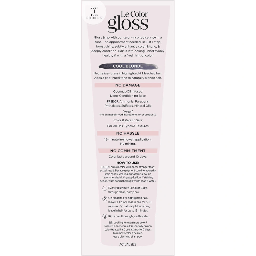 L'Oreal Paris Le Color Gloss One Step In-Shower Toning Gloss - Cool Blonde (Pack of 12)