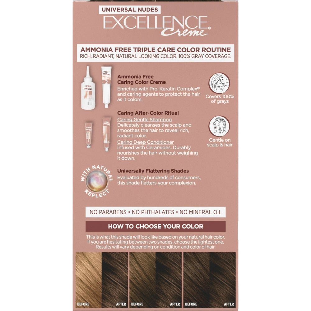 L'Oreal Paris Excellence Universal Nudes Ammonia Free Permanent Hair Color - 5N (Pack of 12)