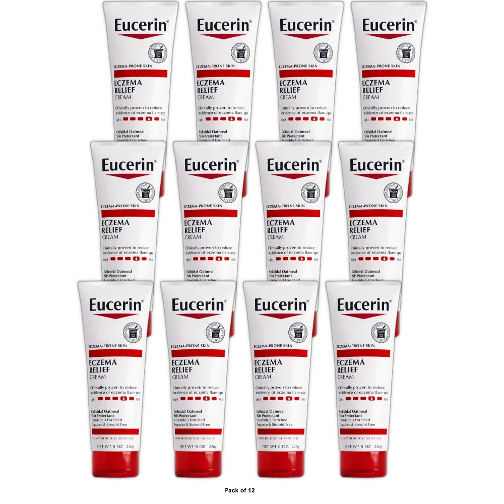 Eucerin Eczema Relief Body Cream for Dry Skin Unscented - 8 oz (Pack of 12)