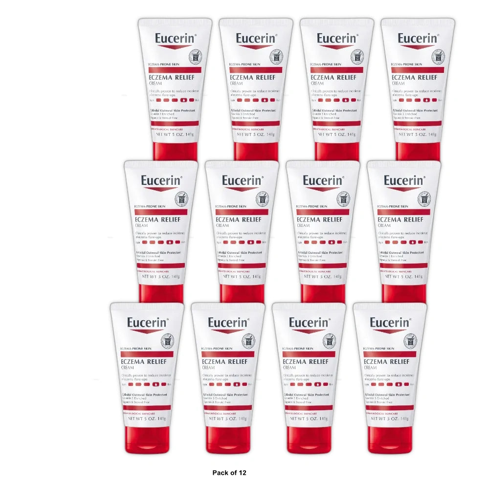 Eucerin Eczema Relief Body Cream Fragrance Free Eczema Lotion Tube 5 Oz (Pack of 12)
