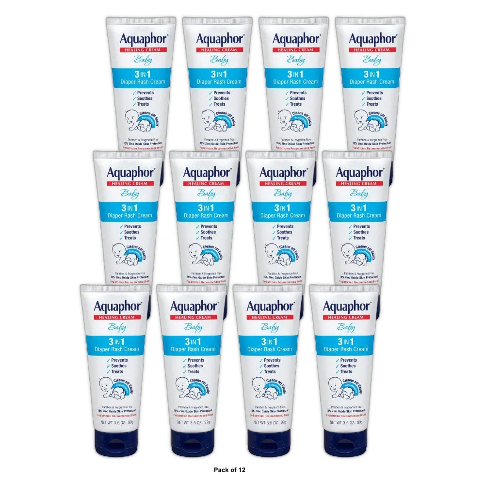 Aquaphor Baby Diaper Rash Paste - 3.5 OZ (Pack of 12)