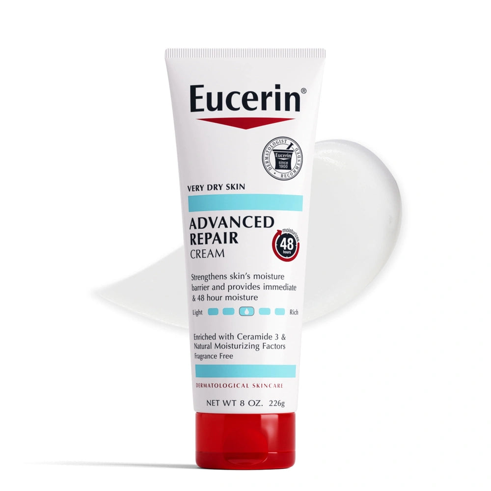 Eucerin Advanced Repair Body Cream for Very Dry Skin Unscented 8 oz(Pack of 12)