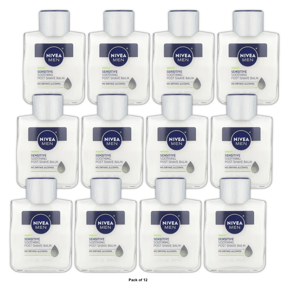 NIVEA MEN Sensitive Post Shave Balm with Vitamin E, Chamomile and Witch Hazel Ex 3.3 OZ (Pack of 12)