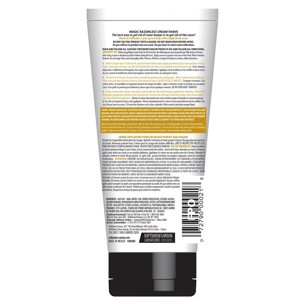 SoftSheen-Carson Magic Shave Hair Removal Cream Bald Head Maintenance Depilato 6 oz (Pack of 6)