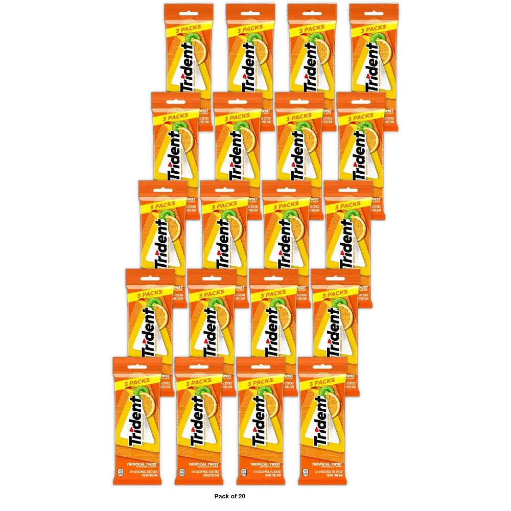Trident Tropical Twist Chewing Gums 3pk 2.8 Oz (Pack of 20)