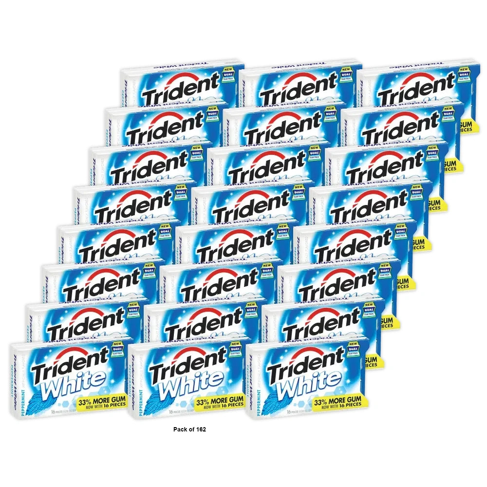 Trident Gum, Sugar Free, Peppermint - 16 Ct (Pack of 162)