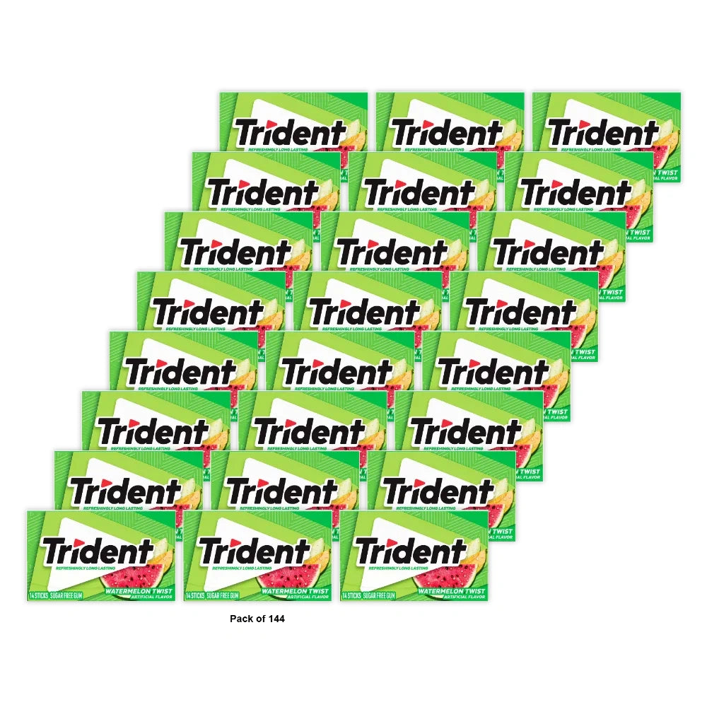 Trident Sugar Free Gum, Watermelon Twist, 14 Ct (Pack of 144)