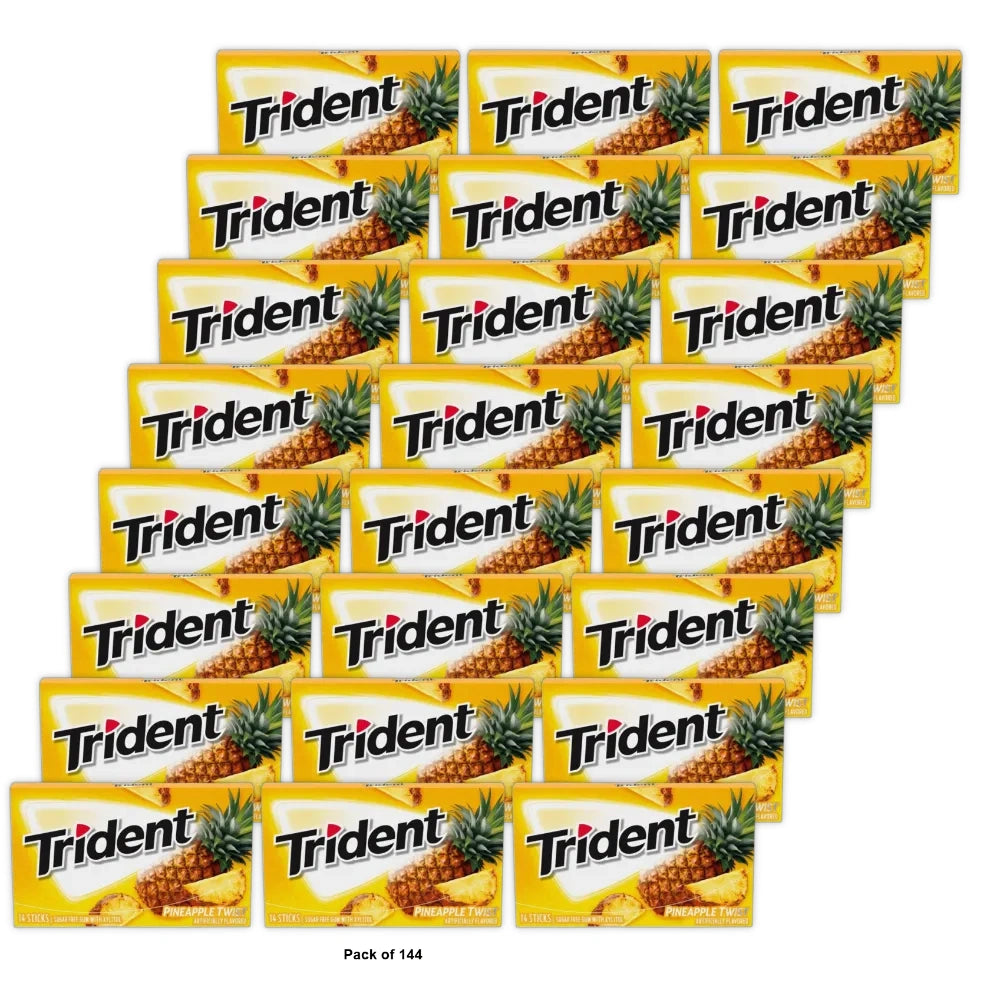 Trident Pineapple Twist Sugar Free Gum, 14 Ct (Pack of 144)