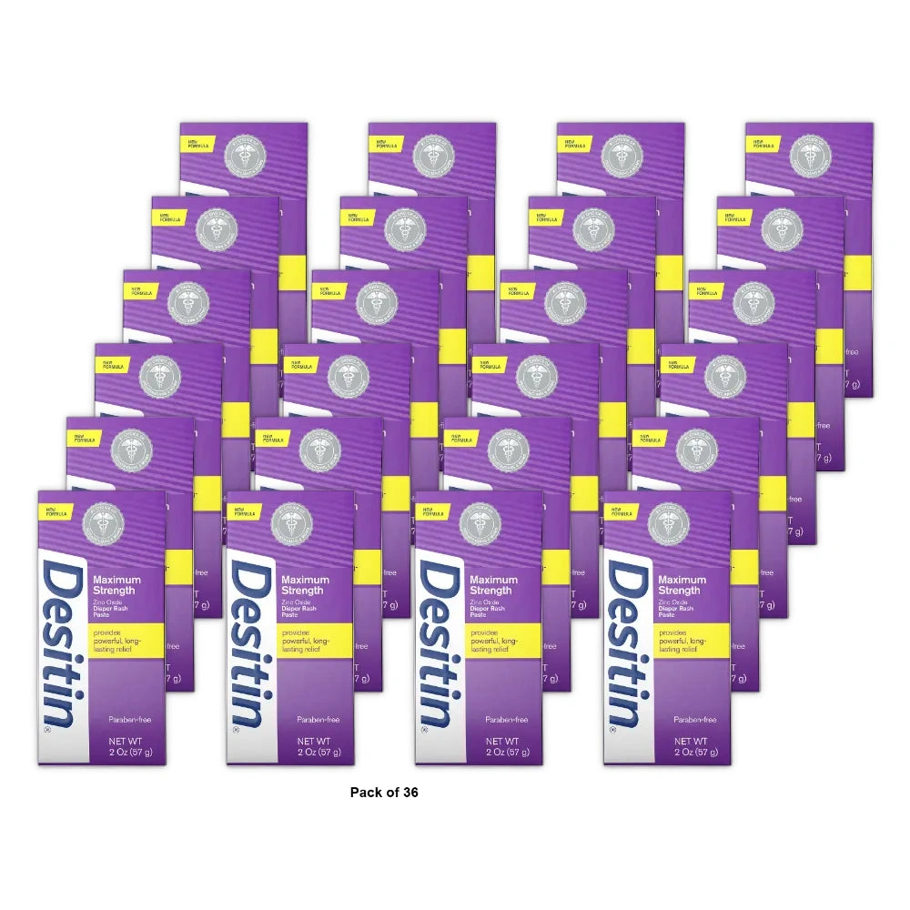 Desitin Maximum Strength Baby Diaper Rash Cream with 40% Zinc Oxide for Treatmen 2Oz (Pack of 36)