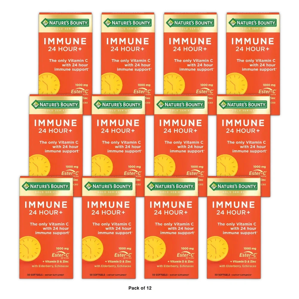 Nature s Bounty Immune 24 Vitamin C D & Zinc for Immune Support 1000 mg Softge (Pack of 12)