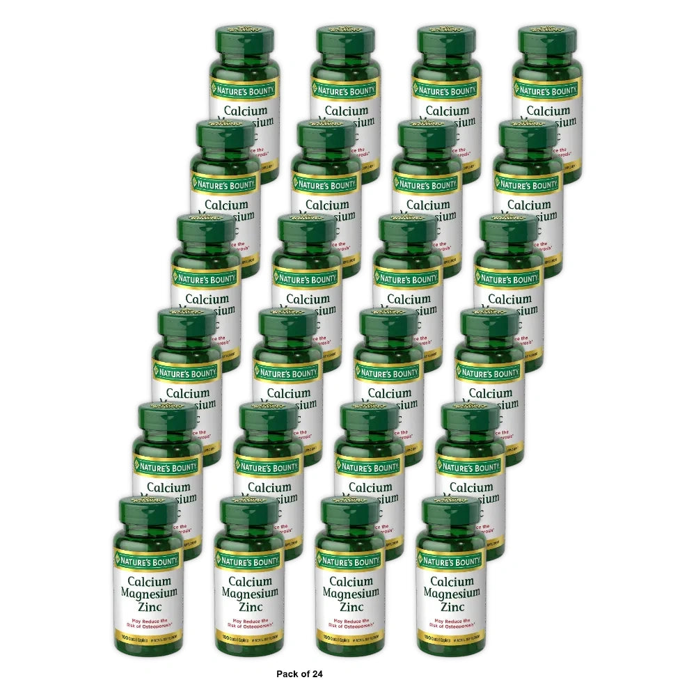 Nature S Bounty Calcium Magnesium Zinc Coated Caplets For Bone Health 100 Ct 6.64Oz (Pack Of 24)