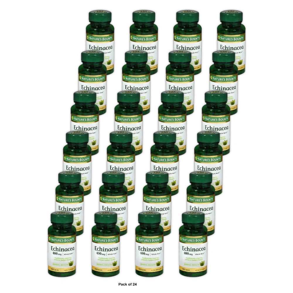 Nature s Bounty Echinacea Whole Herb Capsules 400 Mg 100 Ct (Pack of 24)