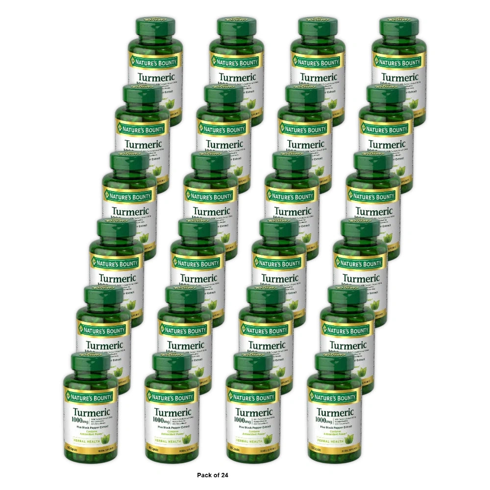 Nature’s Bounty Turmeric Supplement + Black Pepper Extract 1000mg 60 Ct (Pack of 24)