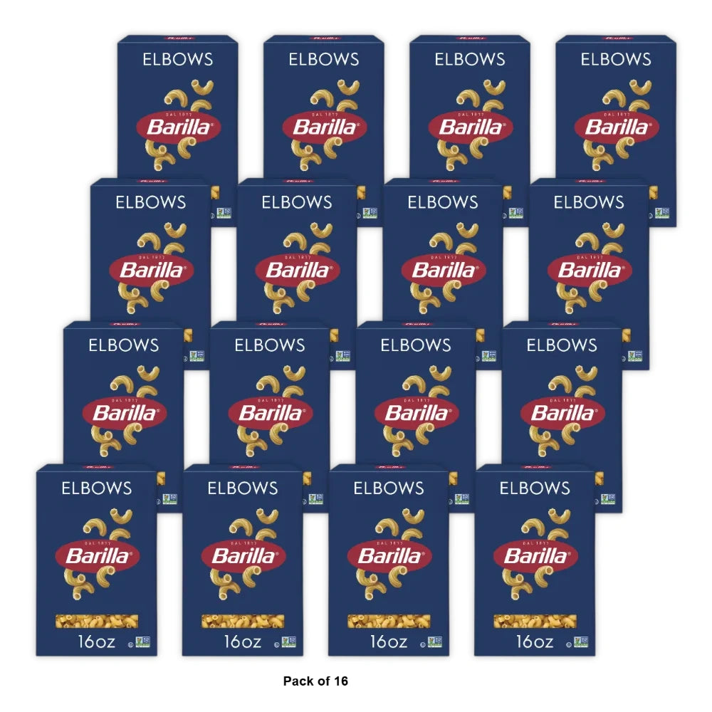 Barilla Classic Non-GMO Kosher Certified Elbows Pasta 16 Oz (Pack of 16)