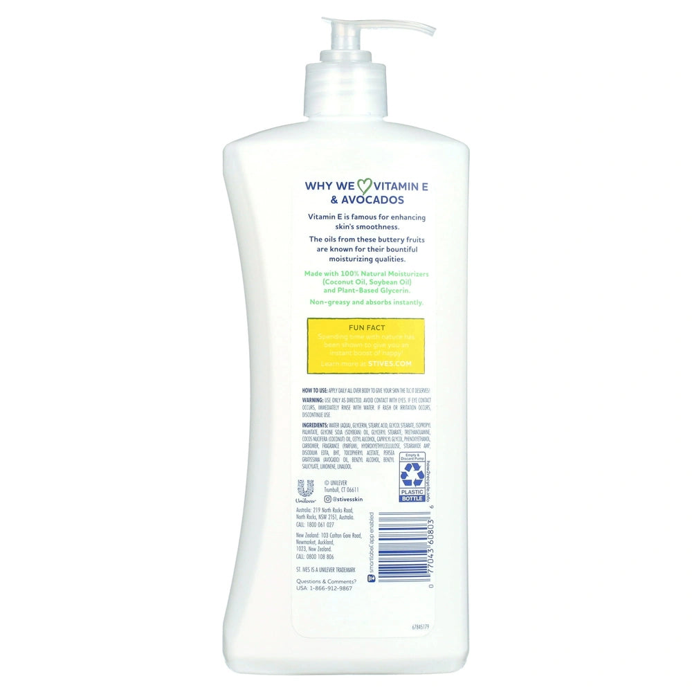 St. Ives Hydrating Hand & Body Lotion Vitamin E & Avocado 21oz (Pack of 4)