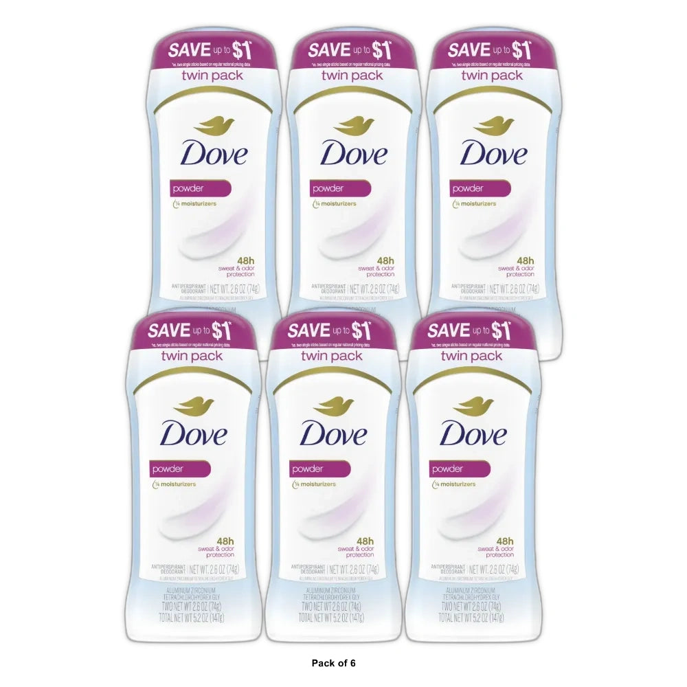 Dove Beauty Powder 48-Hour Invisible Solid Antiperspirant &Amp; Deodorant Stick - 1. 2.6 Oz (Pack Of 6)