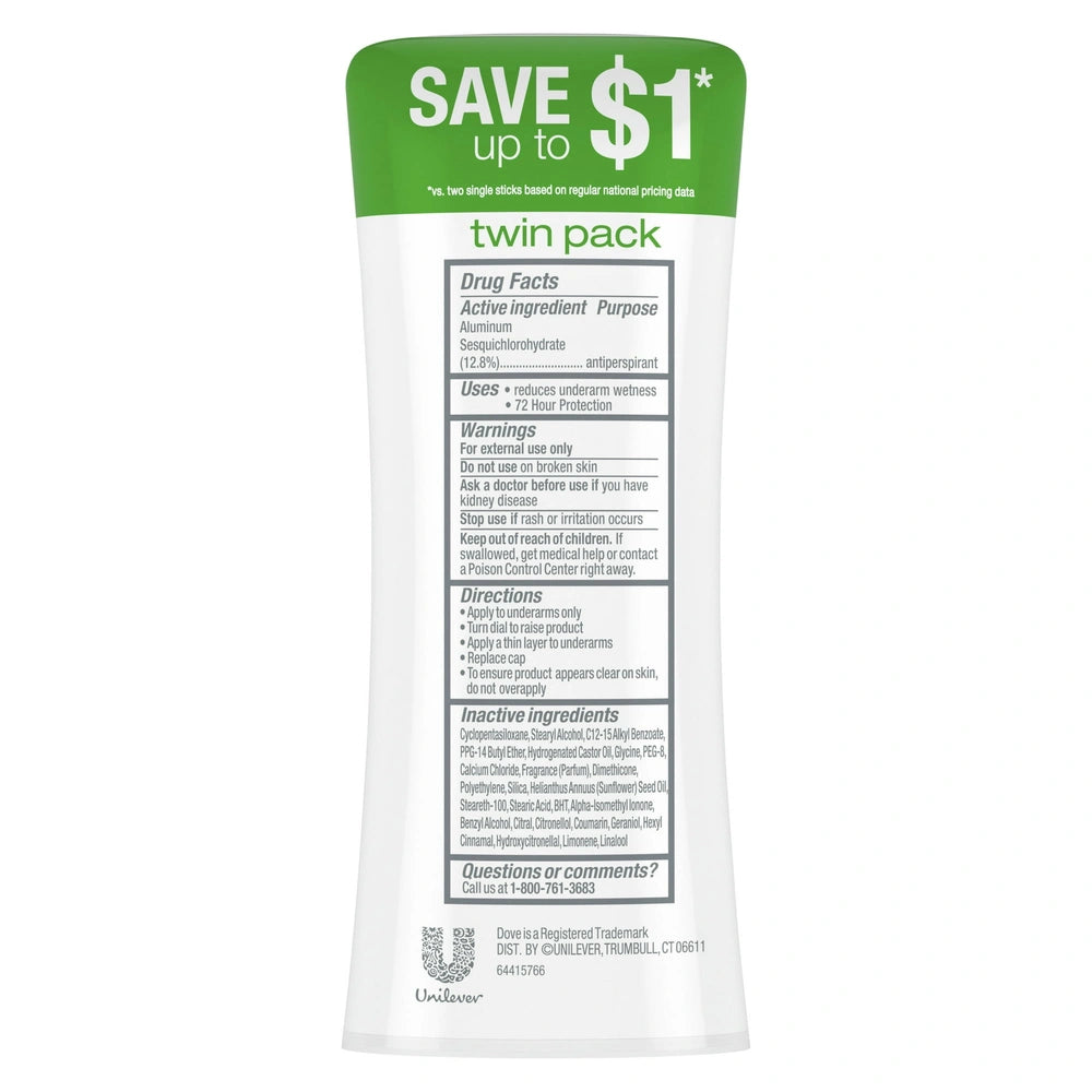 Dove Advanced Care Antiperspirant Deodorant Stick Cool Essentials 2.6 Oz (Pack Of 6)