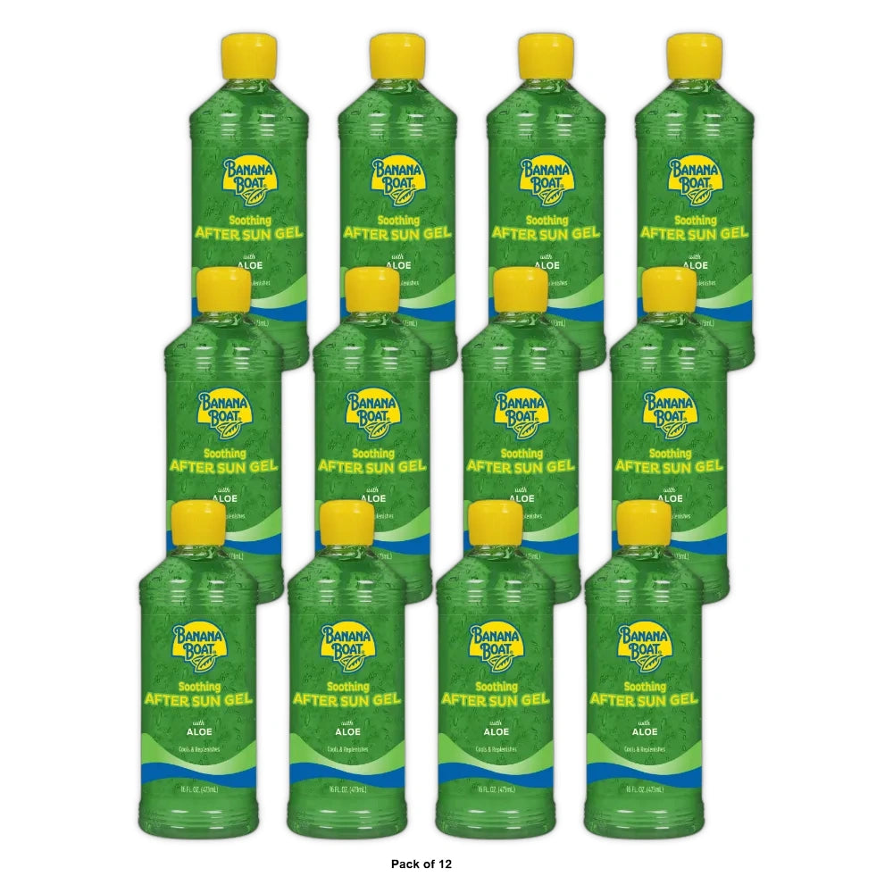 Banana Boat Aloe Vera Sun Burn Relief Gel, 16Oz (Pack of 12)