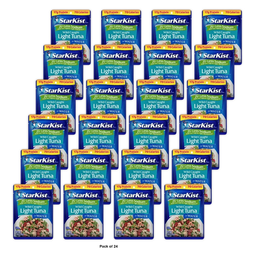 StarKist 25% Less Sodium Light Tuna in Water Pouch 2.6 Oz (Pack of 24)