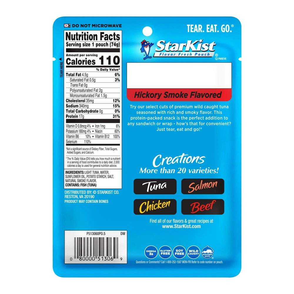 StarKist Tuna Creations Hickory Smoked 17g Protein Pouch 2.6 OZ (Pack of 12)