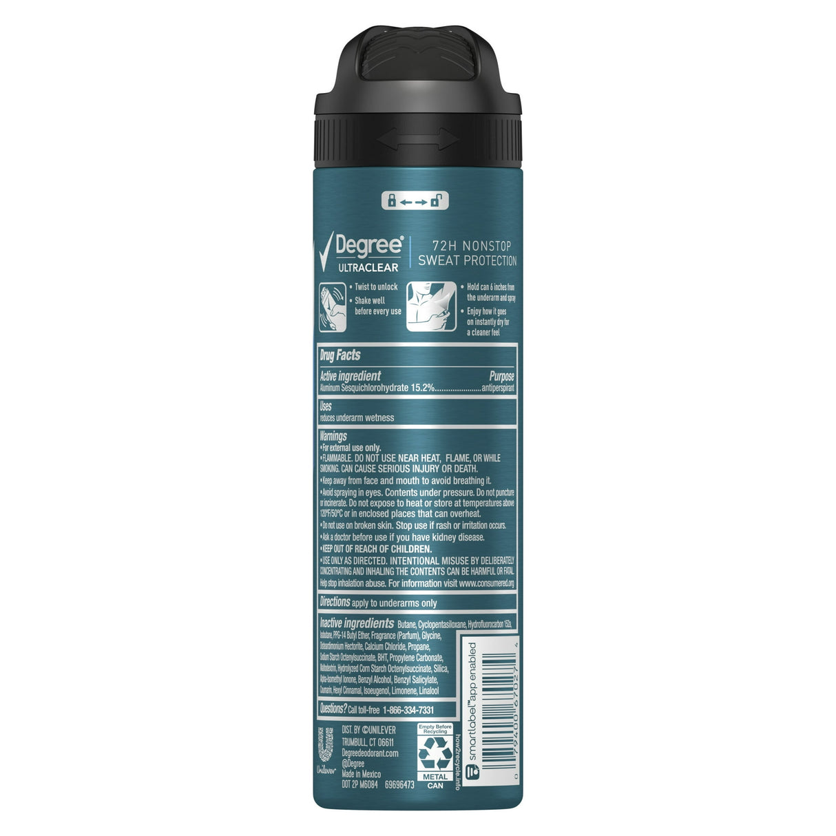 Degree Ultra Clear Long Lasting Antiperspirant Deodorant Dry Spray Fresh 3.8 OZ (Pack of 12)