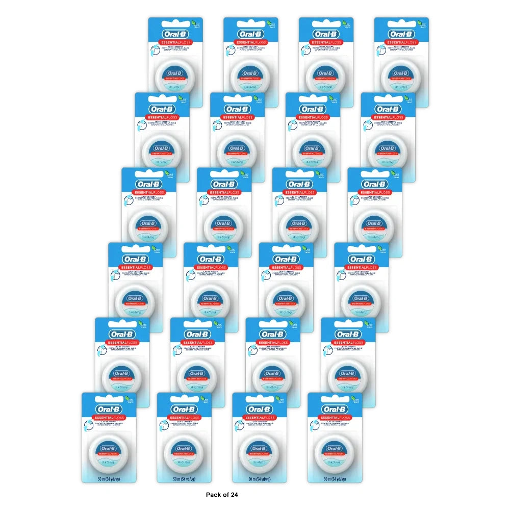 Oral-B Essentialfloss Cavity Defense Dental Floss, Mint, 50 M 0.64 Oz (Pack Of 24)