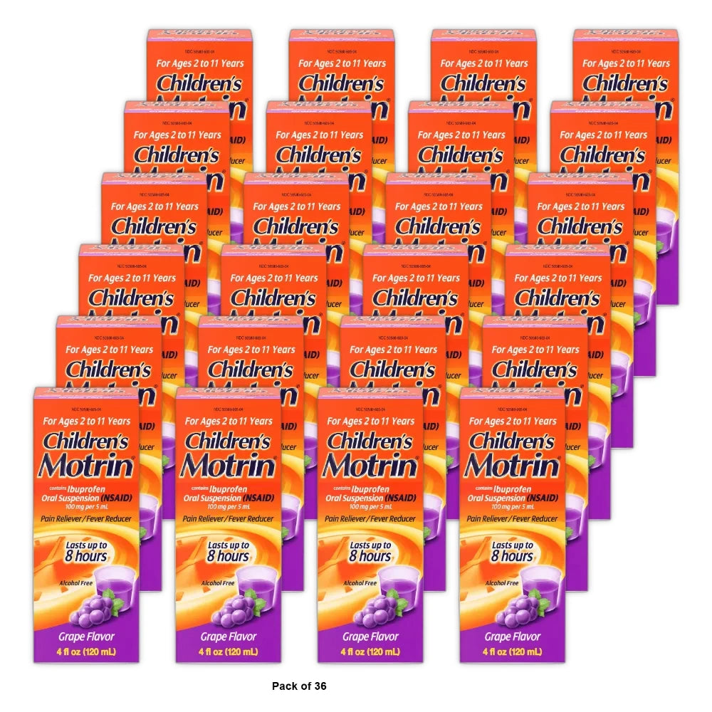 Children's Motrin Pain Reliever/Fever Reducer Liquid - Ibuprofen (NSAID) - Grape - 4 fl Oz (Pack of 36)