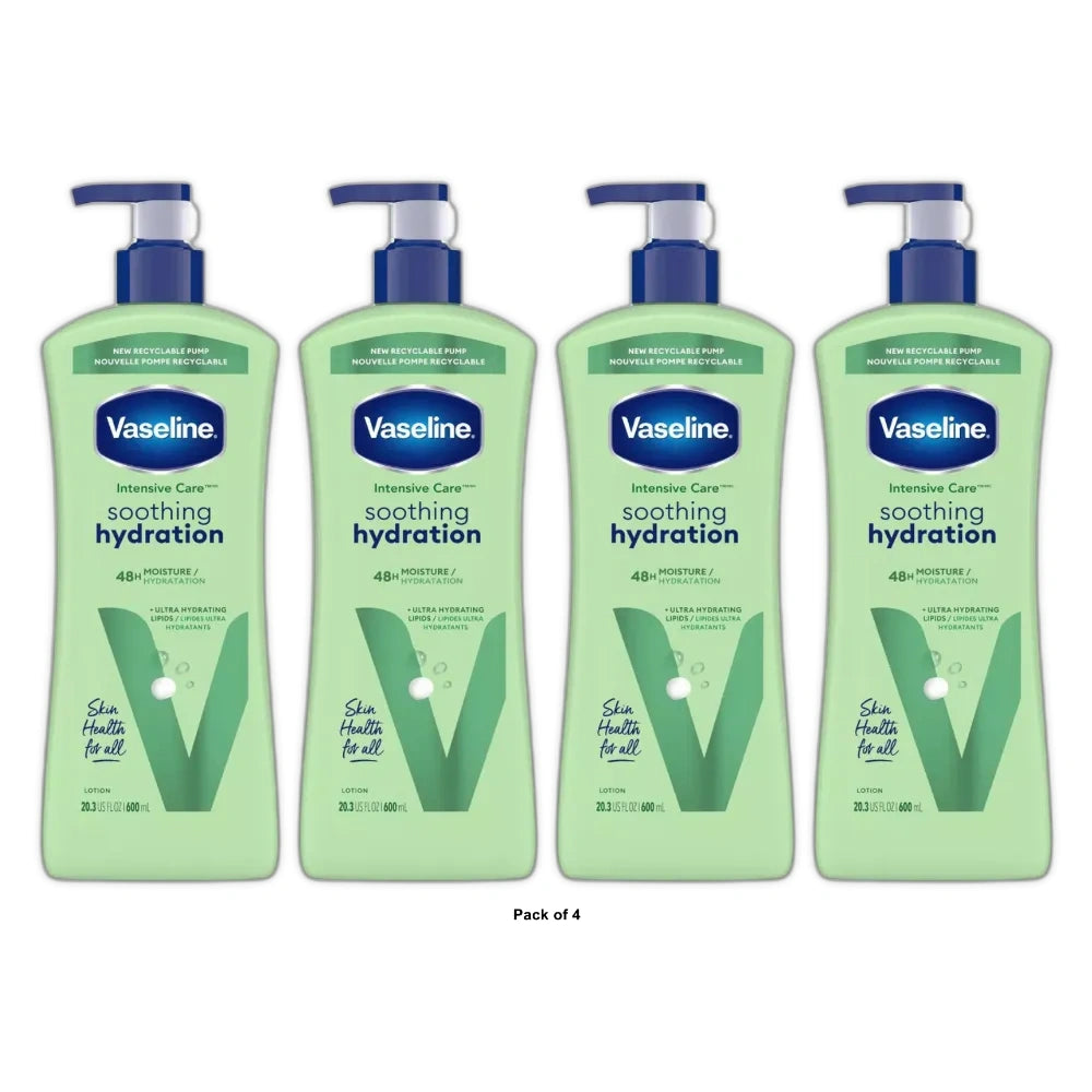 Vaseline Intensive Care Moisturizing Ceramide Body Lotion with Aloe Vera Soothin 20 oz(Pack of 4)