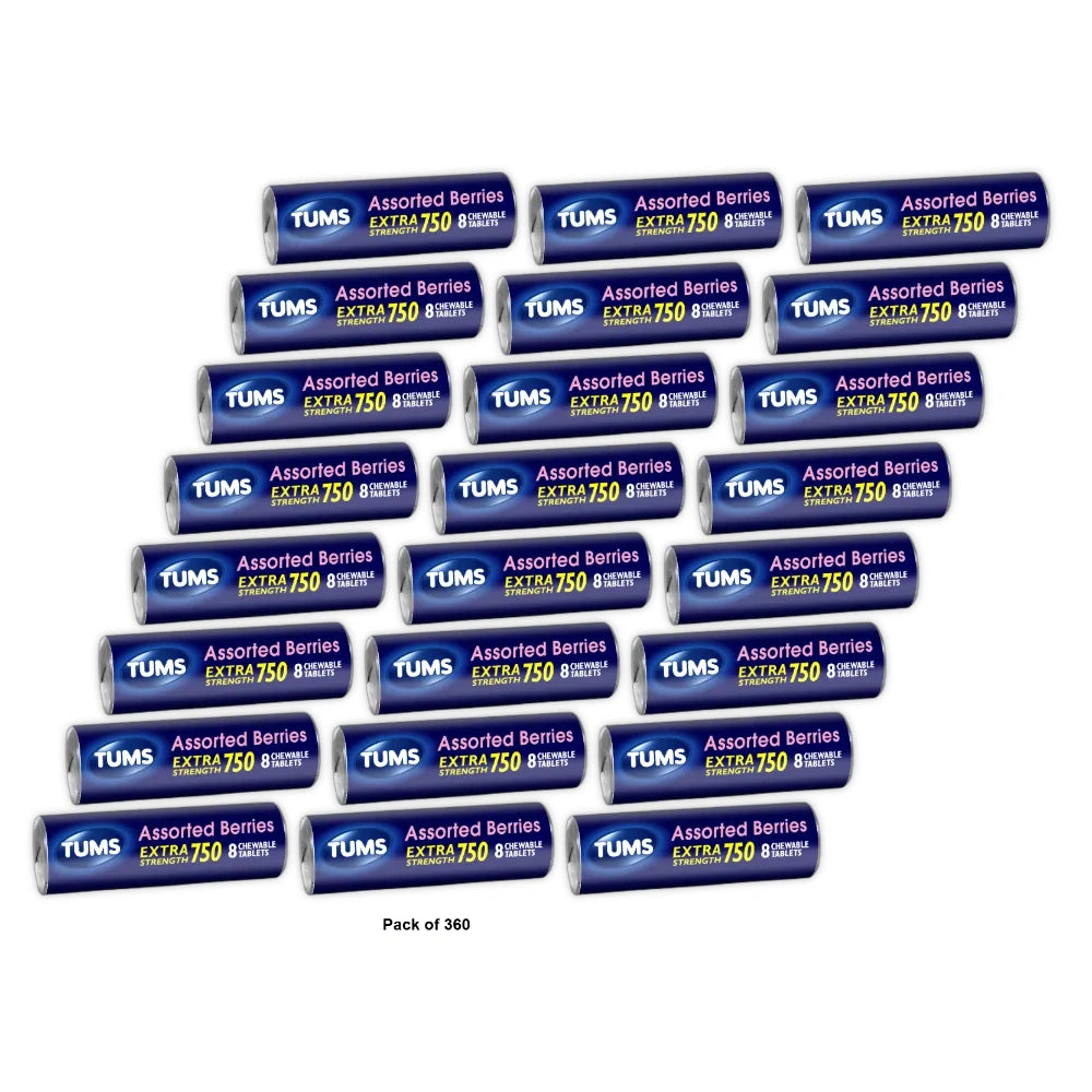 Tums Single Roll Chewable Tablets, Assorted Berries, 8 Ct (Pack of 360)
