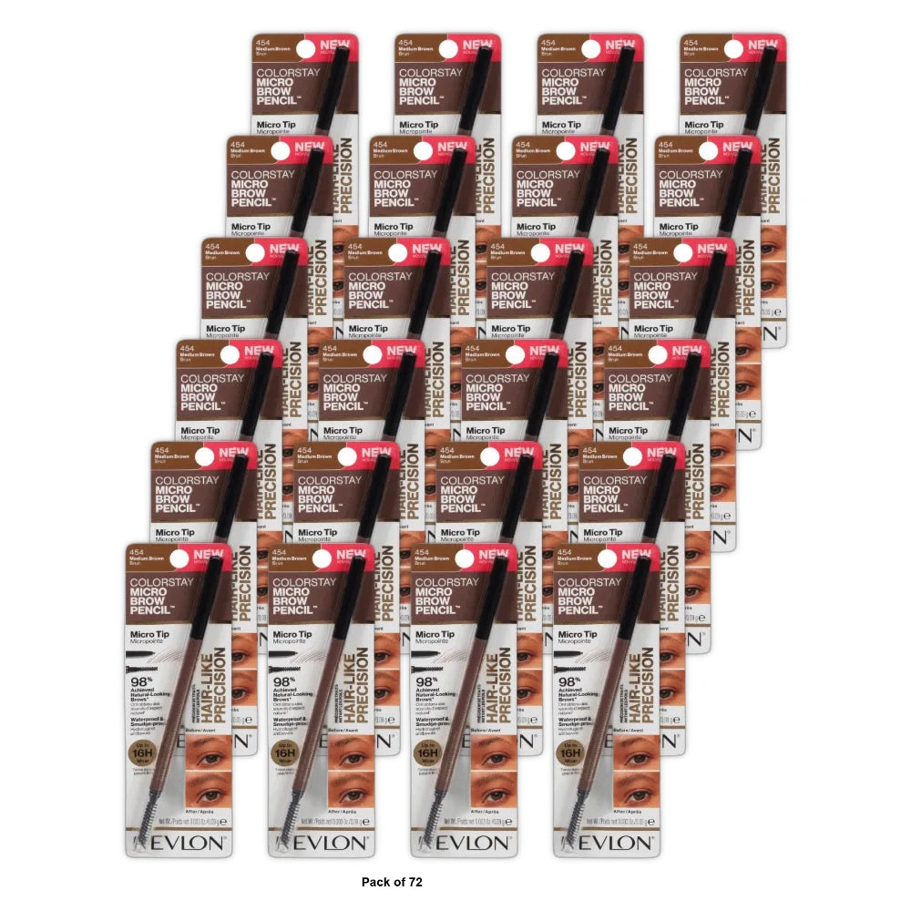 Revlon Colorstay Micro Brow Pencil - Medium Brown - 0.03 Oz (Pack Of 72)