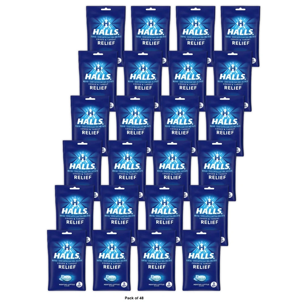Halls Relief Mentho-Lyptus Cough Suppressant/Oral Anesthetic Drops - 40 Ct (Pack of 48)