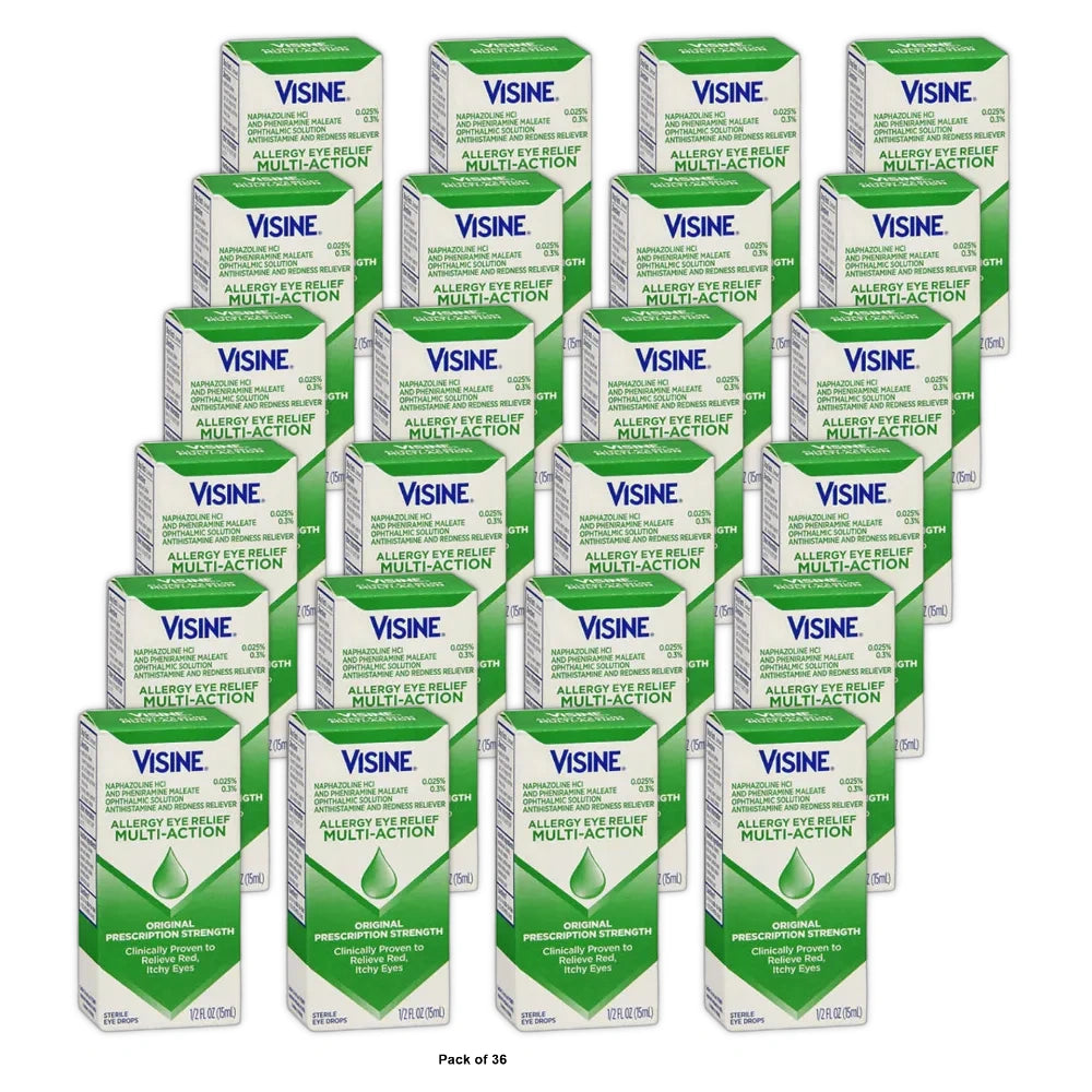 Visine, Allergy Eye Relief, Multi-Action Eye Drops, 15ml 0.5 Oz (Pack of 36)