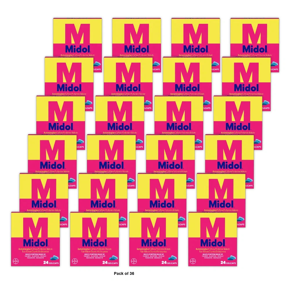 Midol Complete Menstrual Relief Maximum Strength Multi-Symptom Relief Gelcaps (Pack of 36)