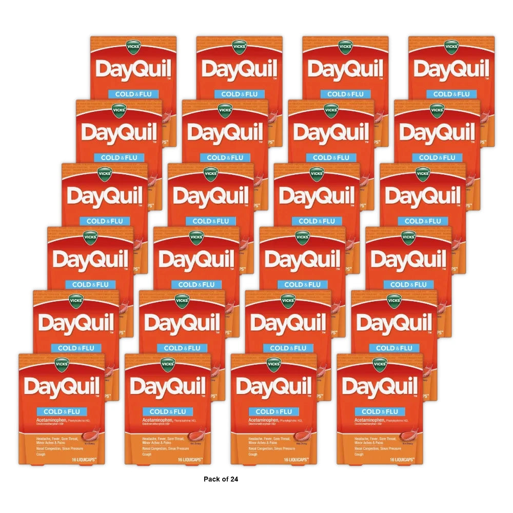 Vicks Dayquil Cold & Flu Relief LiquiCaps 16 ea (Pack of 24)