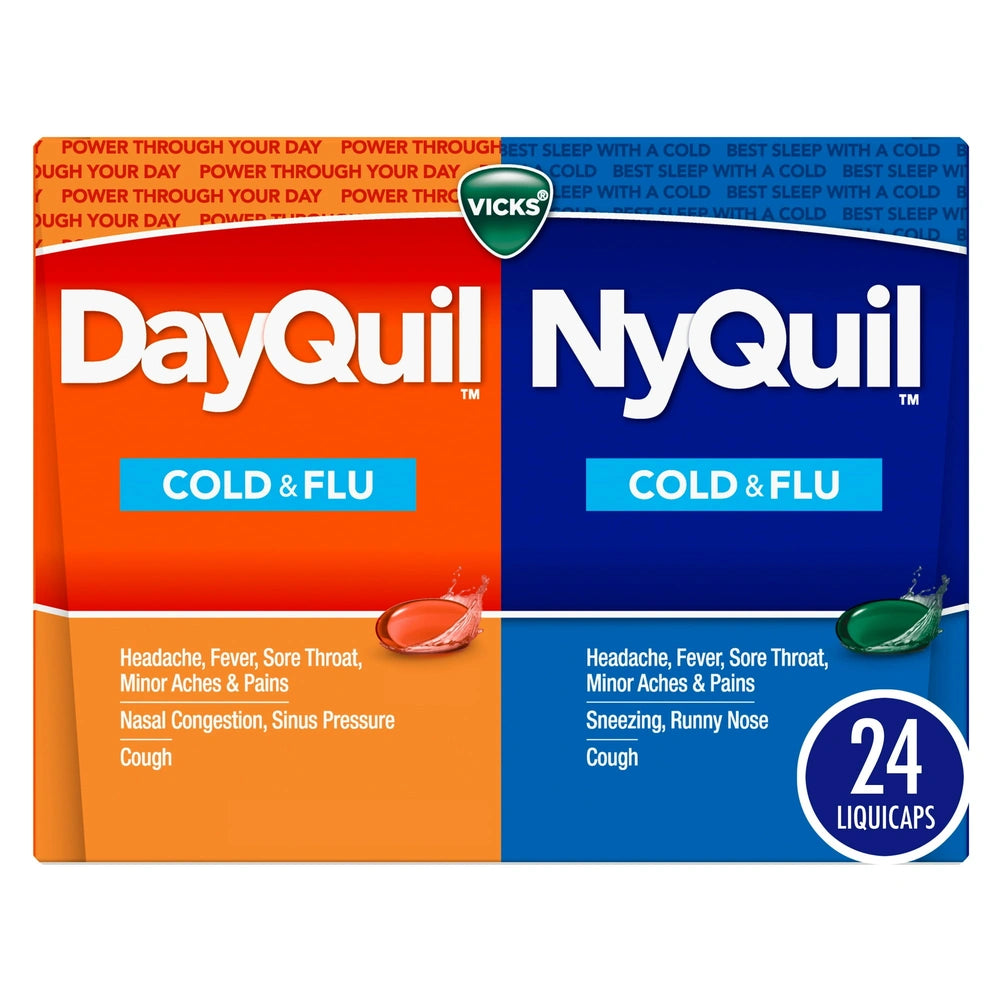 Vicks DayQuil & NyQuil Liquicaps Cold Cough and Flu Medicine over-the-counter (Pack of 12)