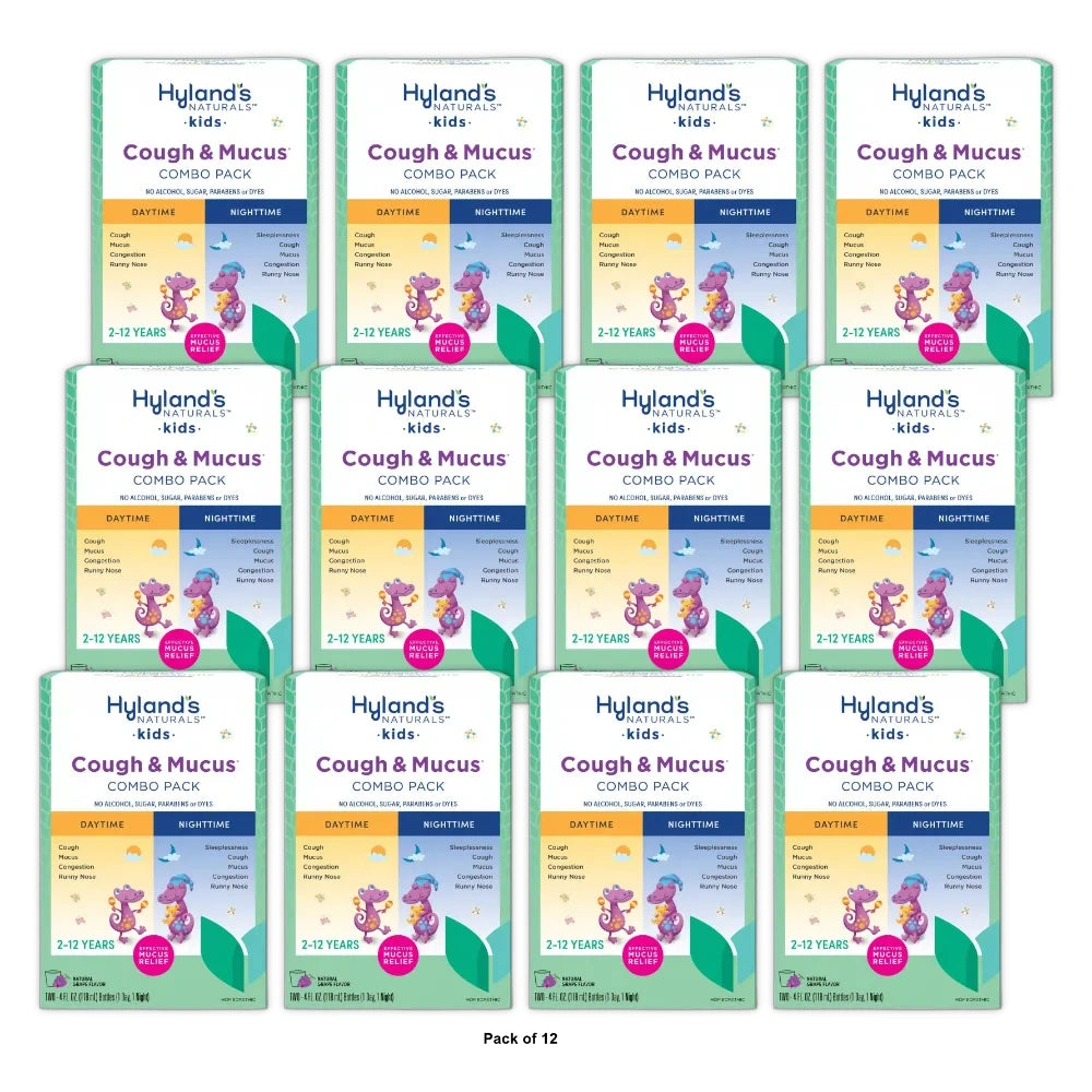 Hyland's Naturals Kids' Cough & Mucus Combo Pack Syrup - Grape - 8 fl oz (Pack of 12)