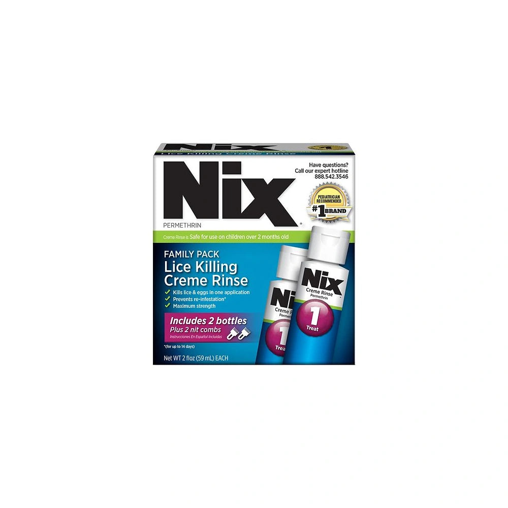 Nix Lice Killing Creme Rinse Family Pack 2 Creme Rinse bottles & 2 Lic 2 FL OZ (Pack of 12)