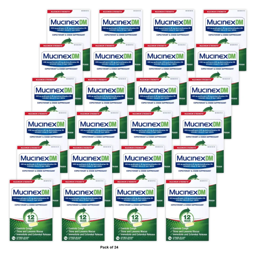 Mucinex Dm Max Strength 12 Hour Cough Medicine - Tablets - 14Ct 0.07 Oz (Pack Of 24)