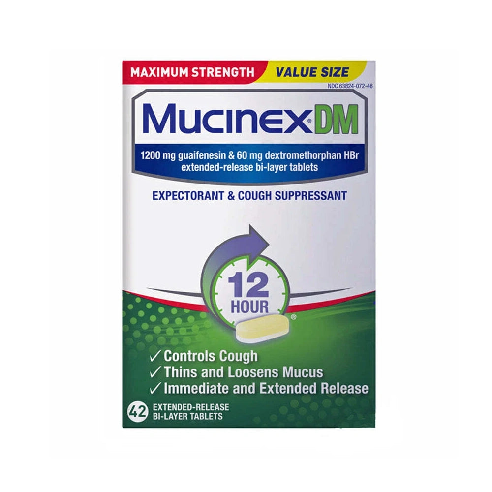 Mucinex Dm 12 Hr Maximum Strength Chest Congestion Expectorant & Cough Suppressa (Pack Of 12)
