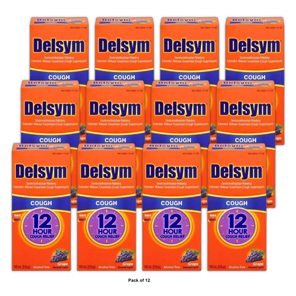 Delsym Cough Relief Liquid - Grape - 5 fl oz (Pack of 12)
