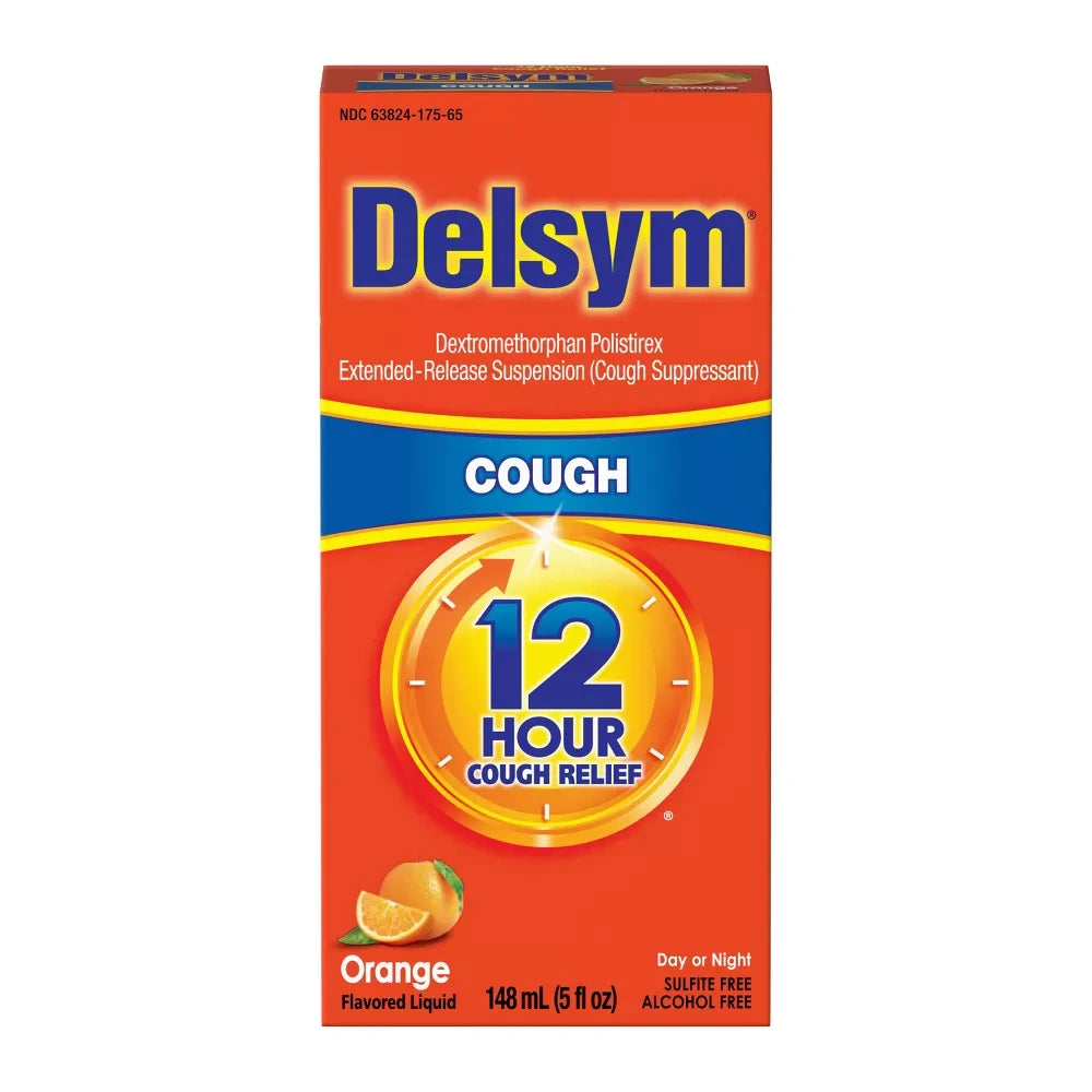 Delsym Adult Cough Relief Liquid - Orange - 5 OZ(Pack of 12)