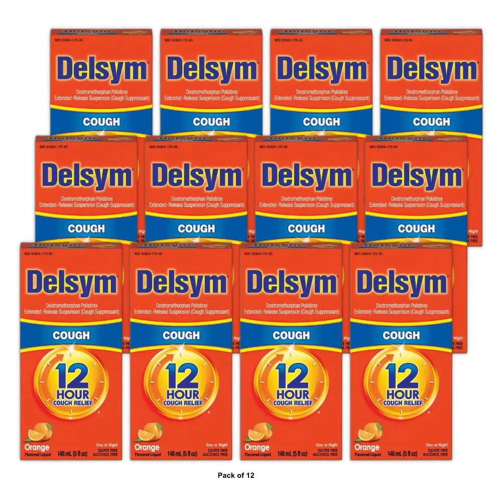 Delsym Adult Cough Relief Liquid - Orange - 5 OZ(Pack of 12)