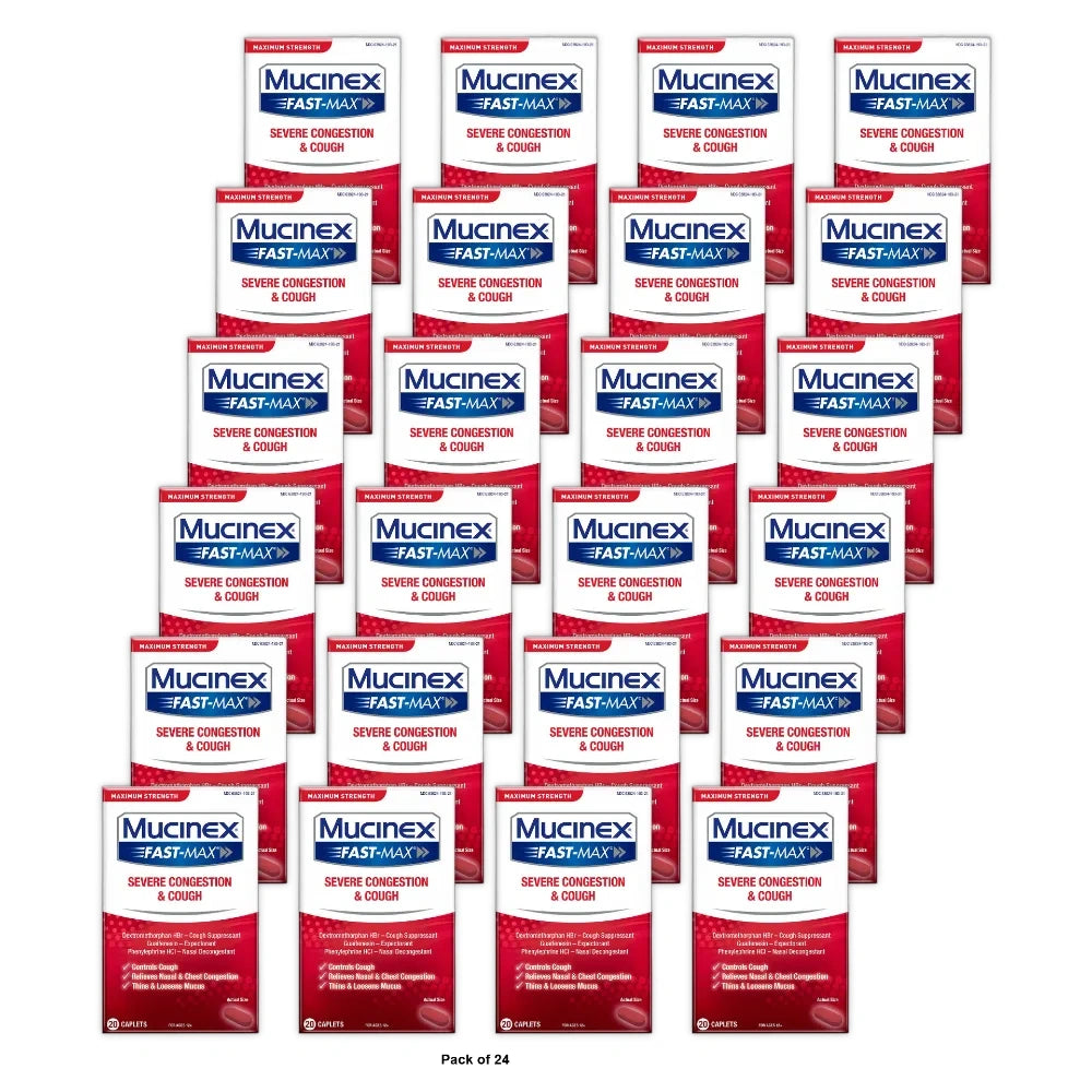 Mucinex Fast-Max Adult Severe Congestion And Cough Caplets 20 Count 0.1 Oz (Pack Of 24)