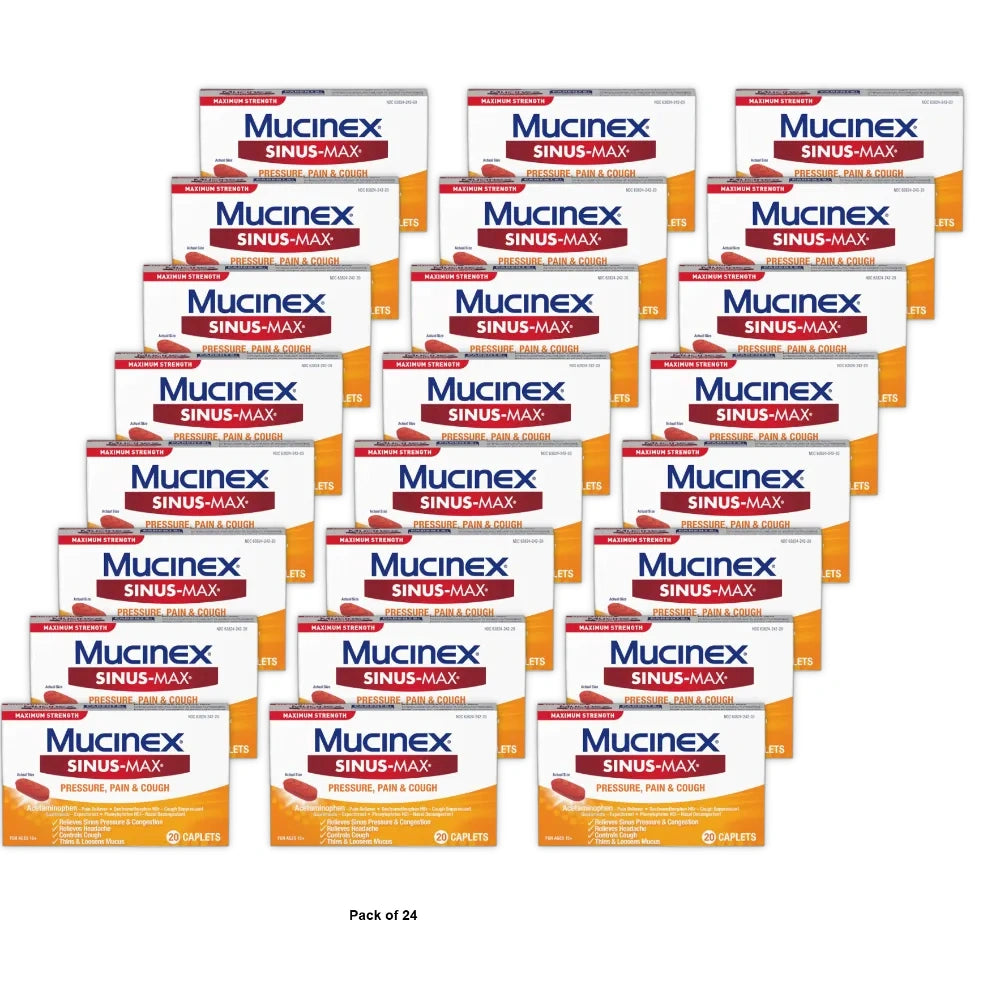 Mucinex Max Strength Sinus & Cough Medicine - Tablets - 20Ct 0.08 Oz (Pack Of 24)