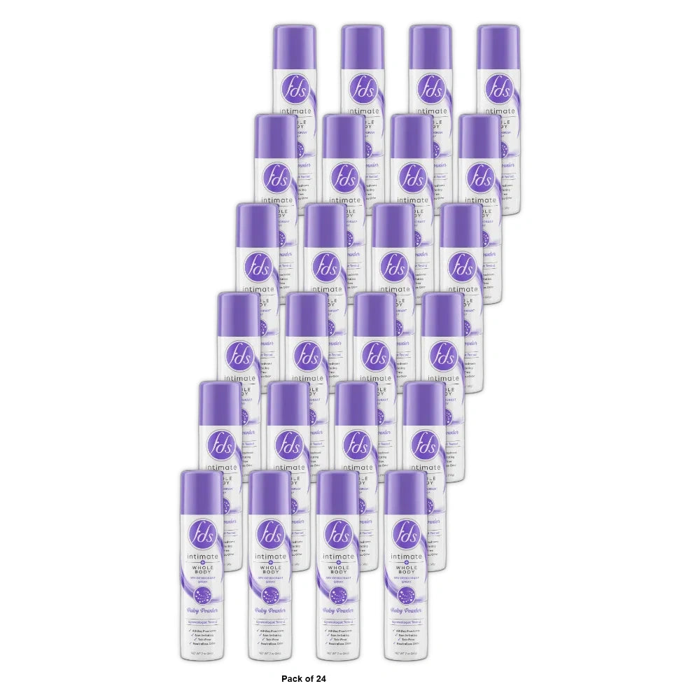 FDS Intimate + Body Dry Feminine Deodorant Spray Baby Powder 2 Oz (Pack of 24)