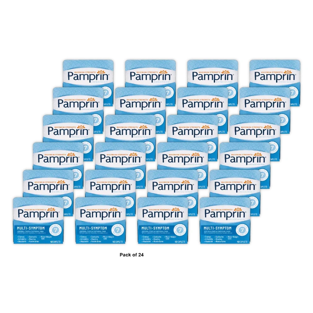 Pamprin Maximum Strength Multi-Symptom Menstrual Pain Relief Caplets 40 Ct 2.24 Oz (Pack of 24)